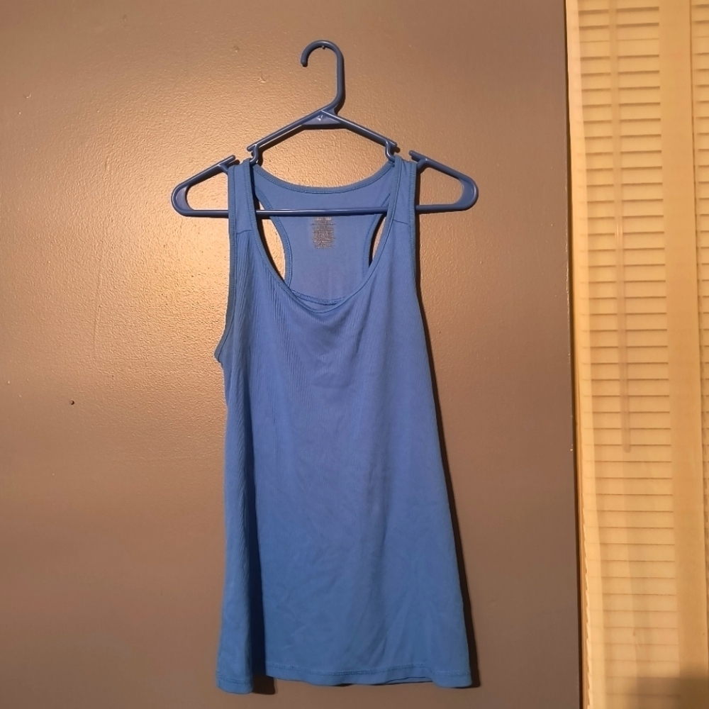 Blue sleeveless women’s tank top size large summer athletic wear